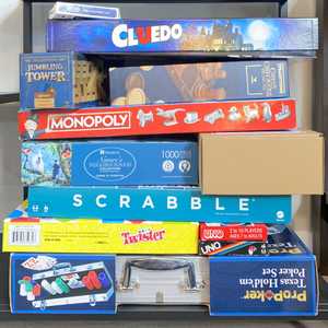 A collection of board games and puzzles